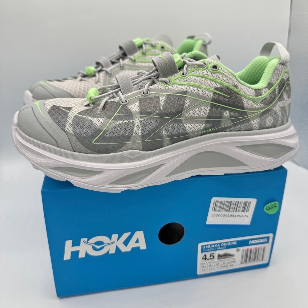 NWT Hoka Huaka Origins Unisex Shoes Running Sneakers Grey Green Quick Lace